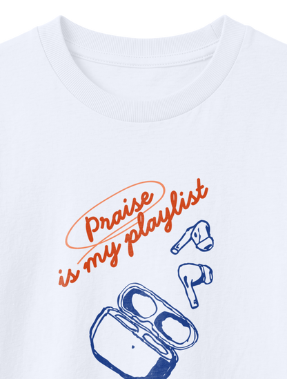 KIDS REGULAR FIT T-SHIRT PRAISE IS MY PLAYLIST - white-front-close-1.png - 4