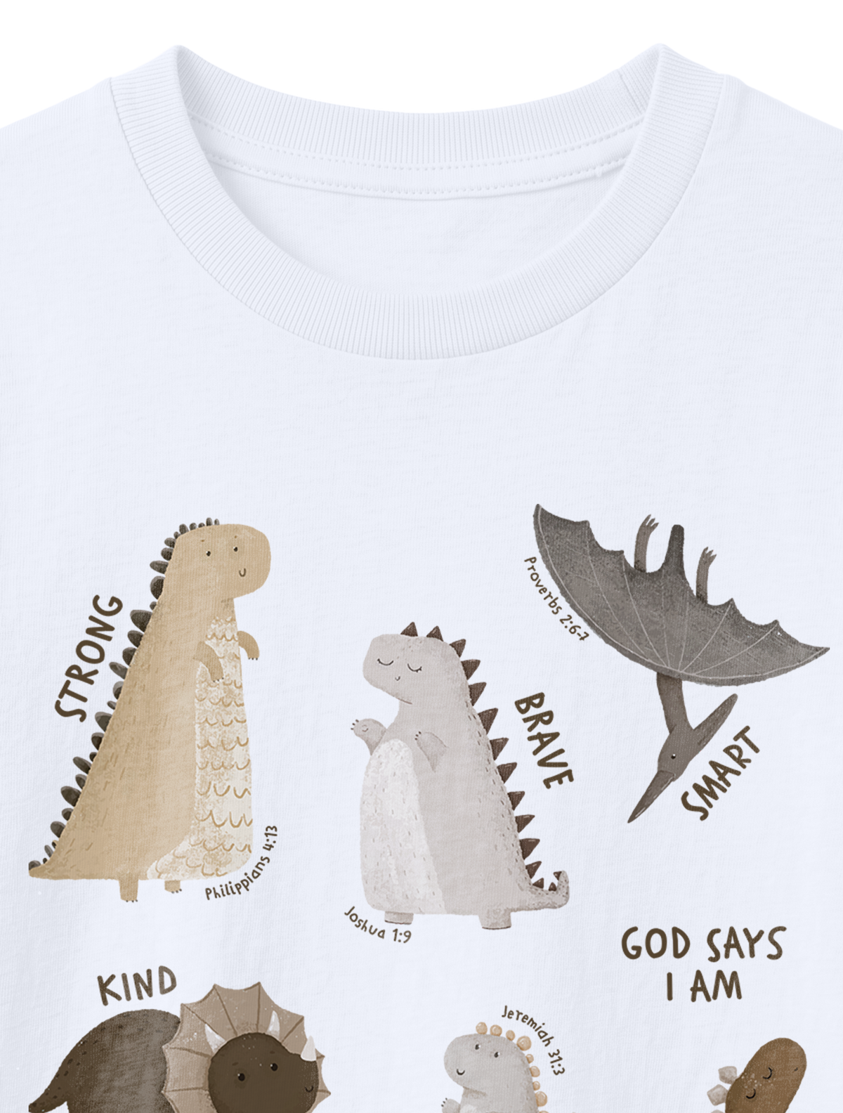 KIDS REGULAR FIT T-SHIRT GOD SAYS I AM DINO - white-front-close-1.png - 8