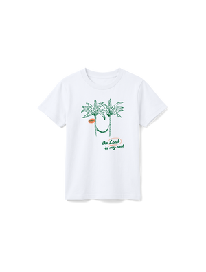 KIDS REGULAR FIT T-SHIRT LORD IS MY REST - white-front.png - 1