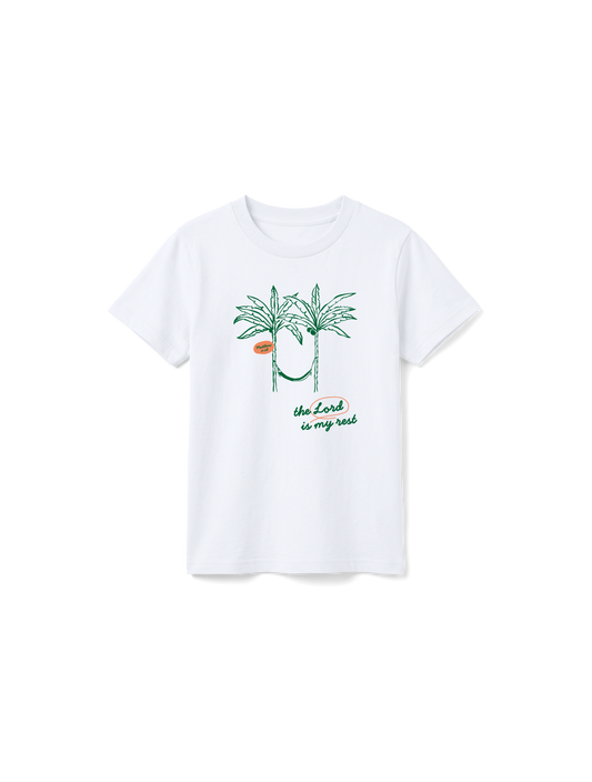 KIDS REGULAR FIT T-SHIRT LORD IS MY REST - white-front.png - 1