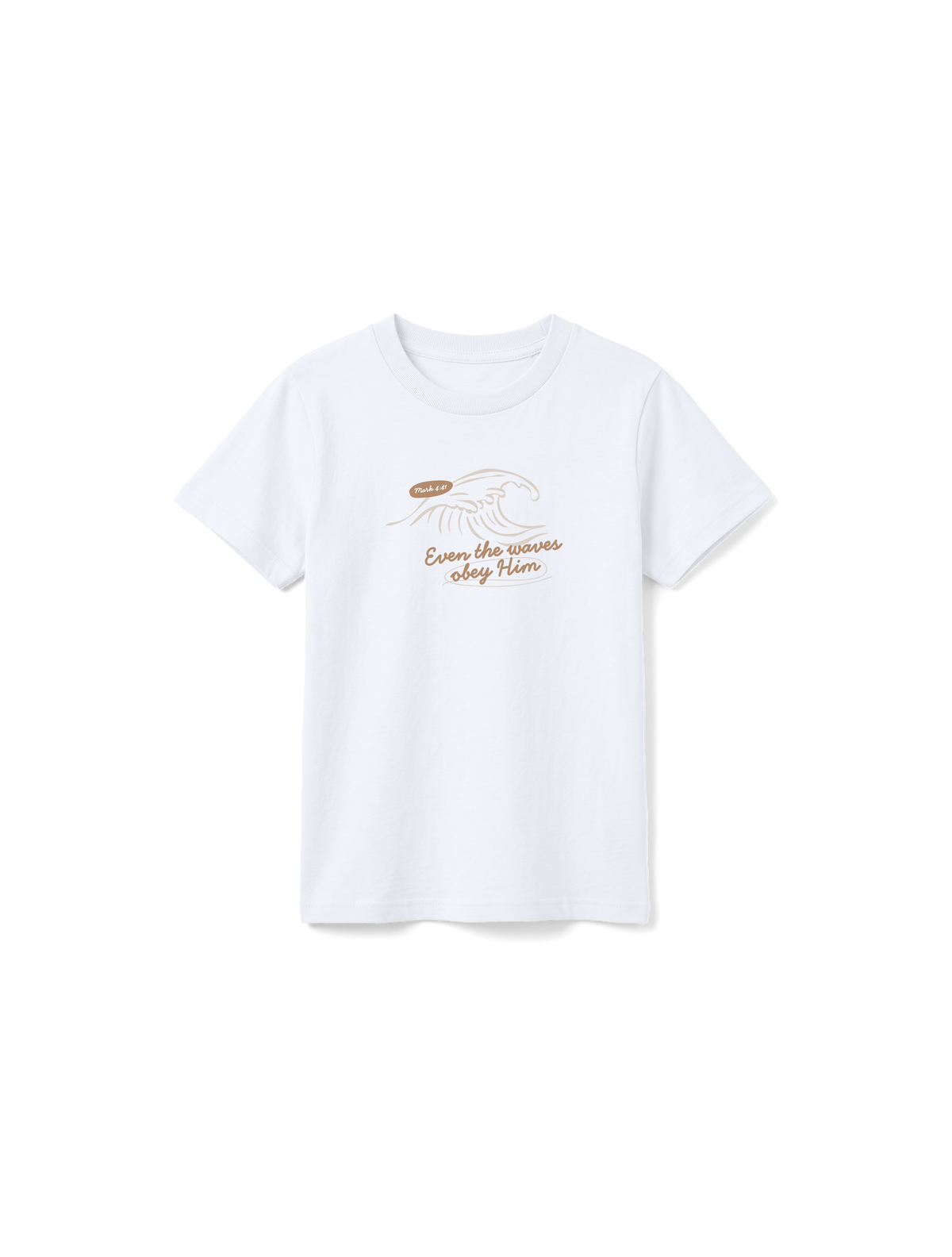 KIDS REGULAR FIT T-SHIRT EVEN THE WAVES OBEY HIM - white-front.png - 1