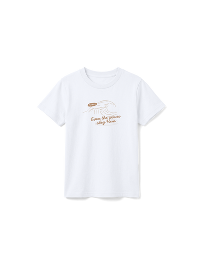 KIDS REGULAR FIT T-SHIRT EVEN THE WAVES OBEY HIM - white-front.png - 1