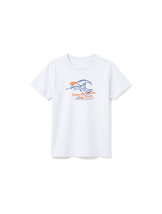KIDS REGULAR FIT T-SHIRT EVEN THE WAVES OBEY HIM COLOR - white-front.png - 1