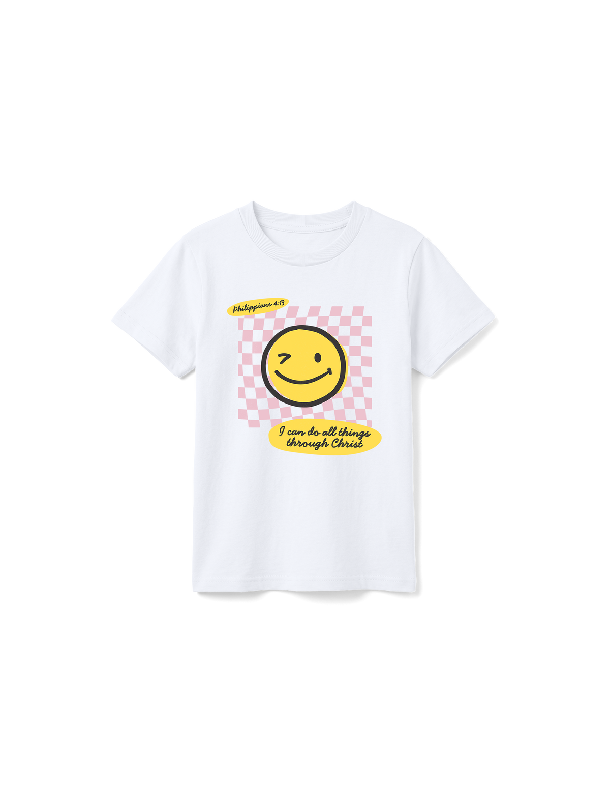 KIDS REGULAR FIT T-SHIRT I CAN DO ALL THINGS THROUGH CHRIST GIRL - white-front.png - 1