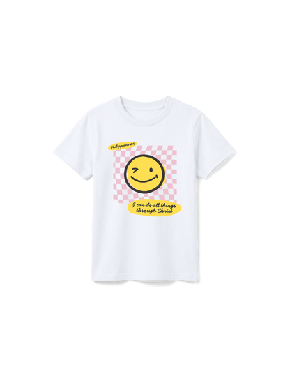 KIDS REGULAR FIT T-SHIRT I CAN DO ALL THINGS THROUGH CHRIST GIRL - white-front.png - 1
