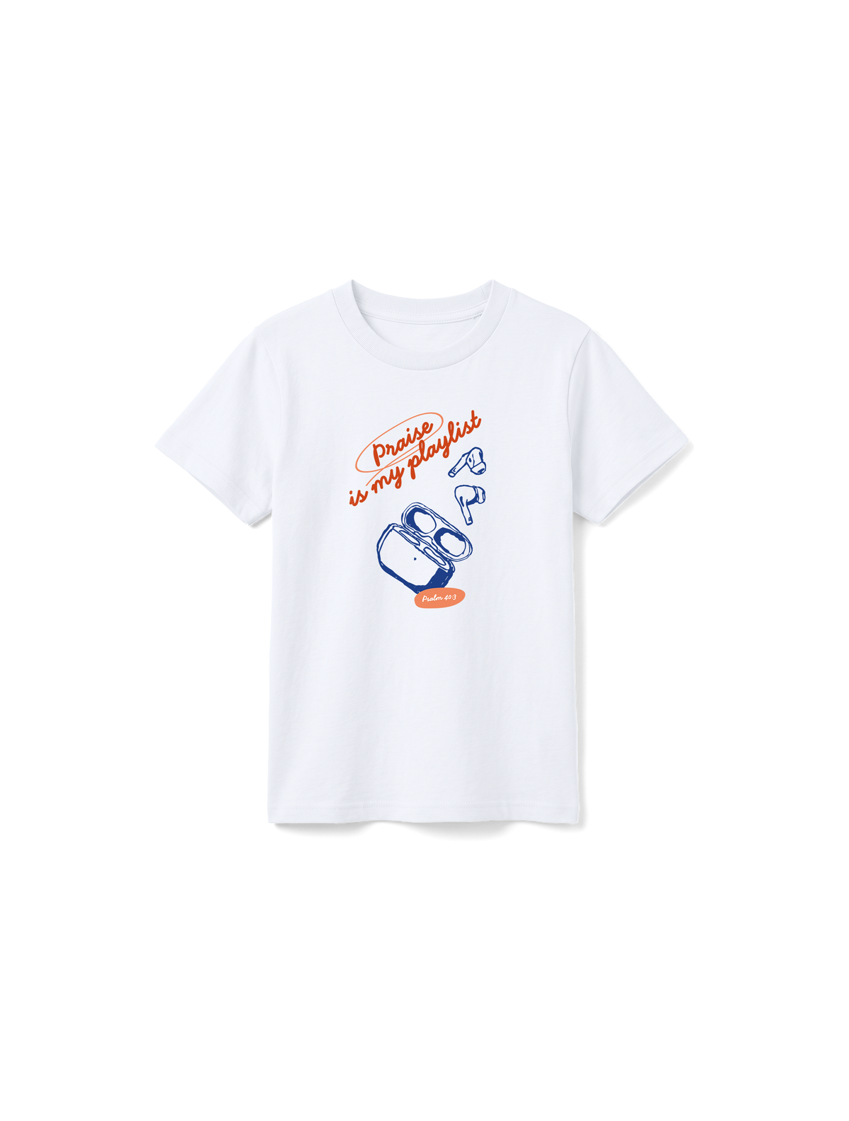 KIDS REGULAR FIT T-SHIRT PRAISE IS MY PLAYLIST - white-front.png - 1