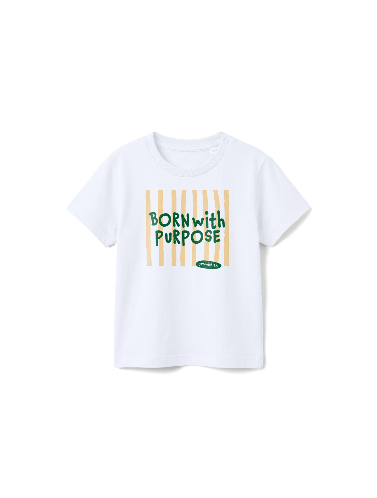 BABY REGULAR FIT T-SHIRT BORN WITH PURPOSE GREEN - white-front.png - 1