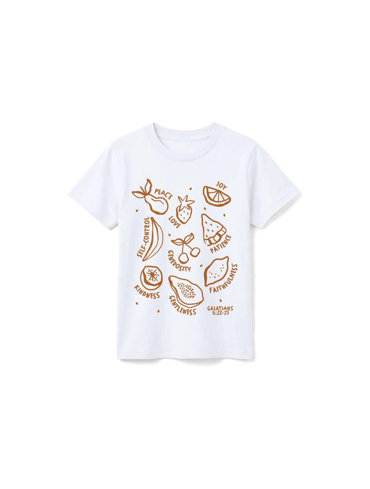 KIDS REGULAR FIT T-SHIRT FRUIT OF THE SPIRIT FRUITS - white-front.png - 1