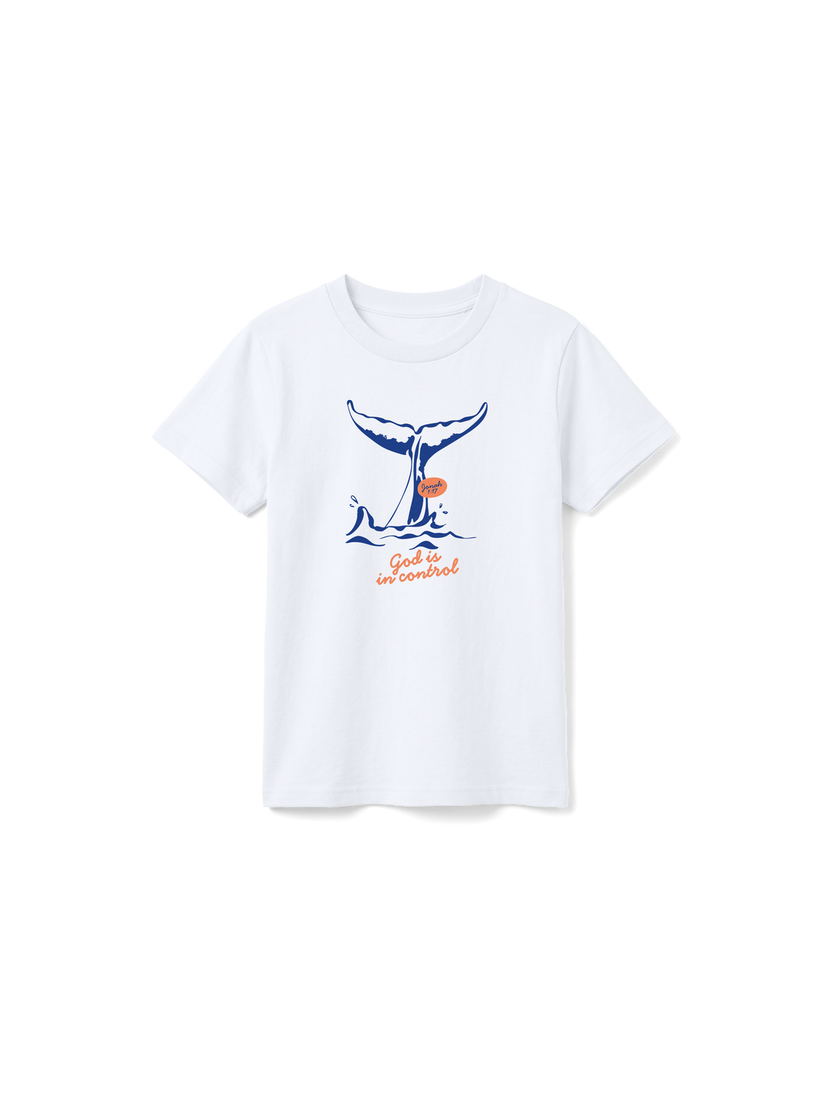 KIDS REGULAR FIT T-SHIRT GOD IS IN CONTROL - white-front.png - 1