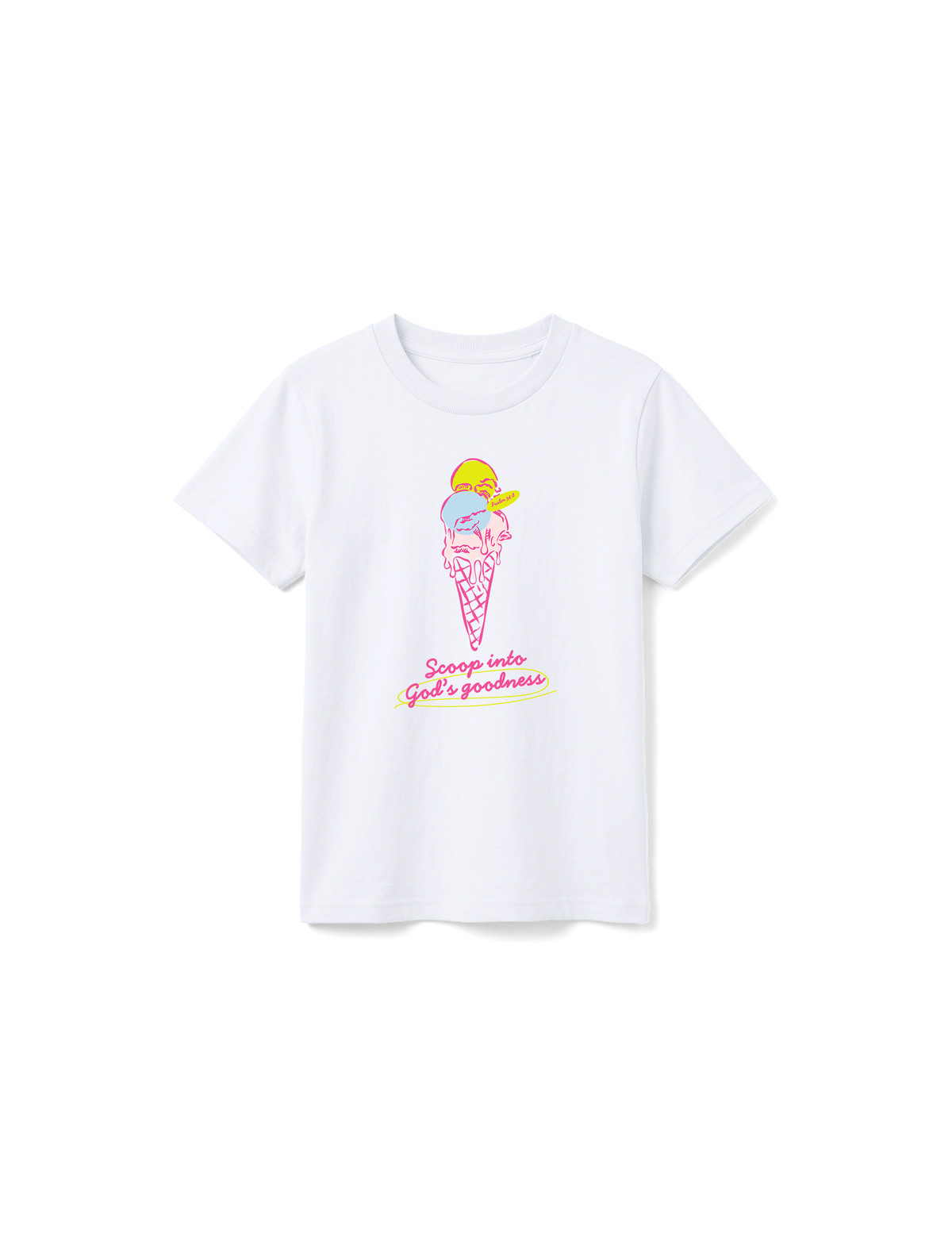 KIDS REGULAR FIT T-SHIRT SCOOP INTO GODS GOODNESS COLORFUL - white-front.png - 7