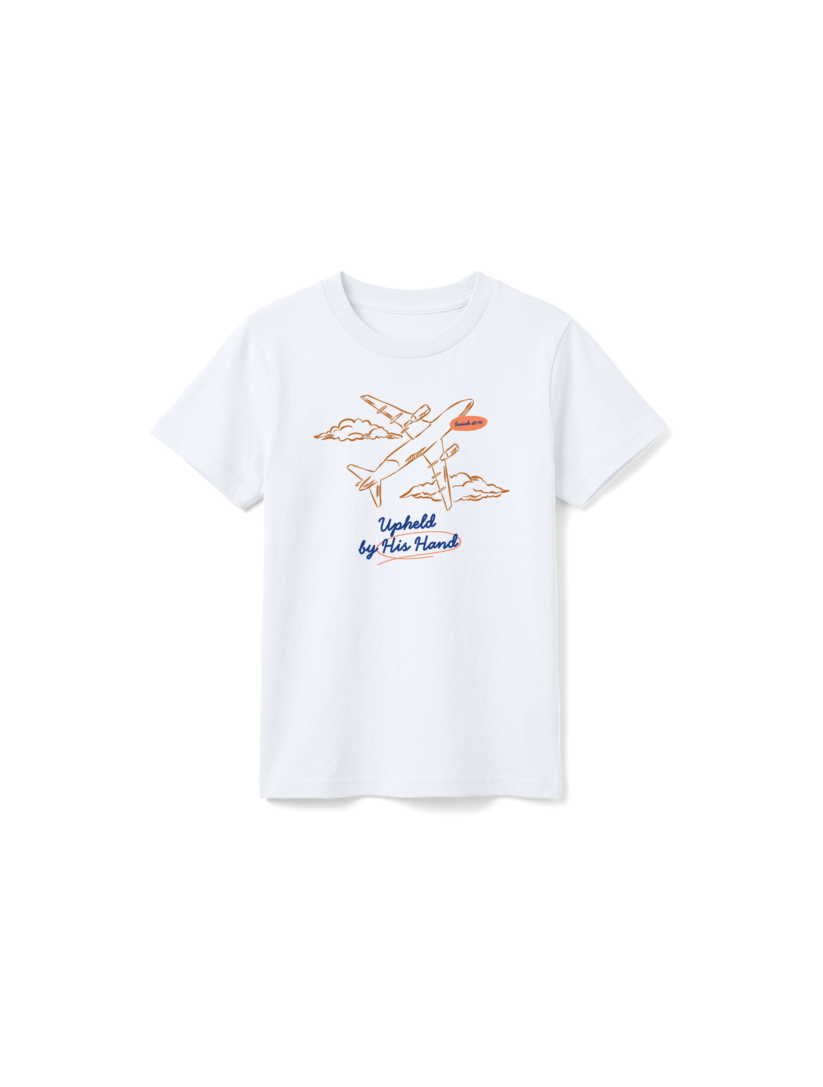 KIDS REGULAR FIT T-SHIRT UPHELD BY HIS HAND - white-front.png - 1
