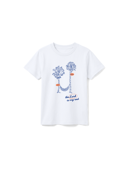KIDS REGULAR FIT T-SHIRT THE LORD IS MY REST - white-front.png - 1